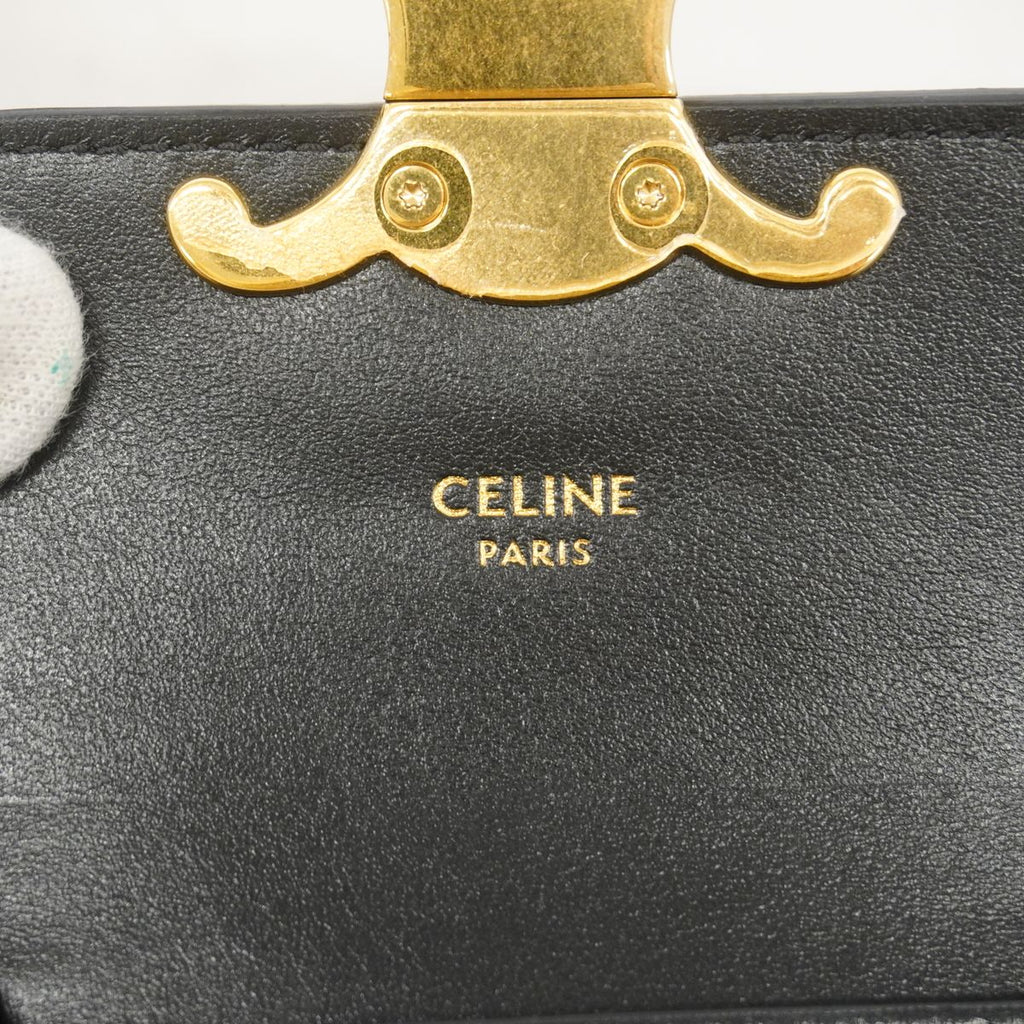 Celine Shoulder Bag Triomphe Mini Claude Leather Black Gold — view 5