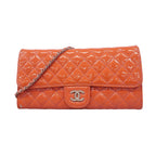 Chanel Shoulder Bag Brilliant Patent Leather Pink Silver