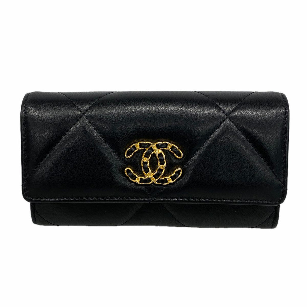 Chanel Wallet Chanel 19 Lambskin Black Gold