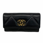Chanel Wallet Chanel 19 Lambskin Black Gold