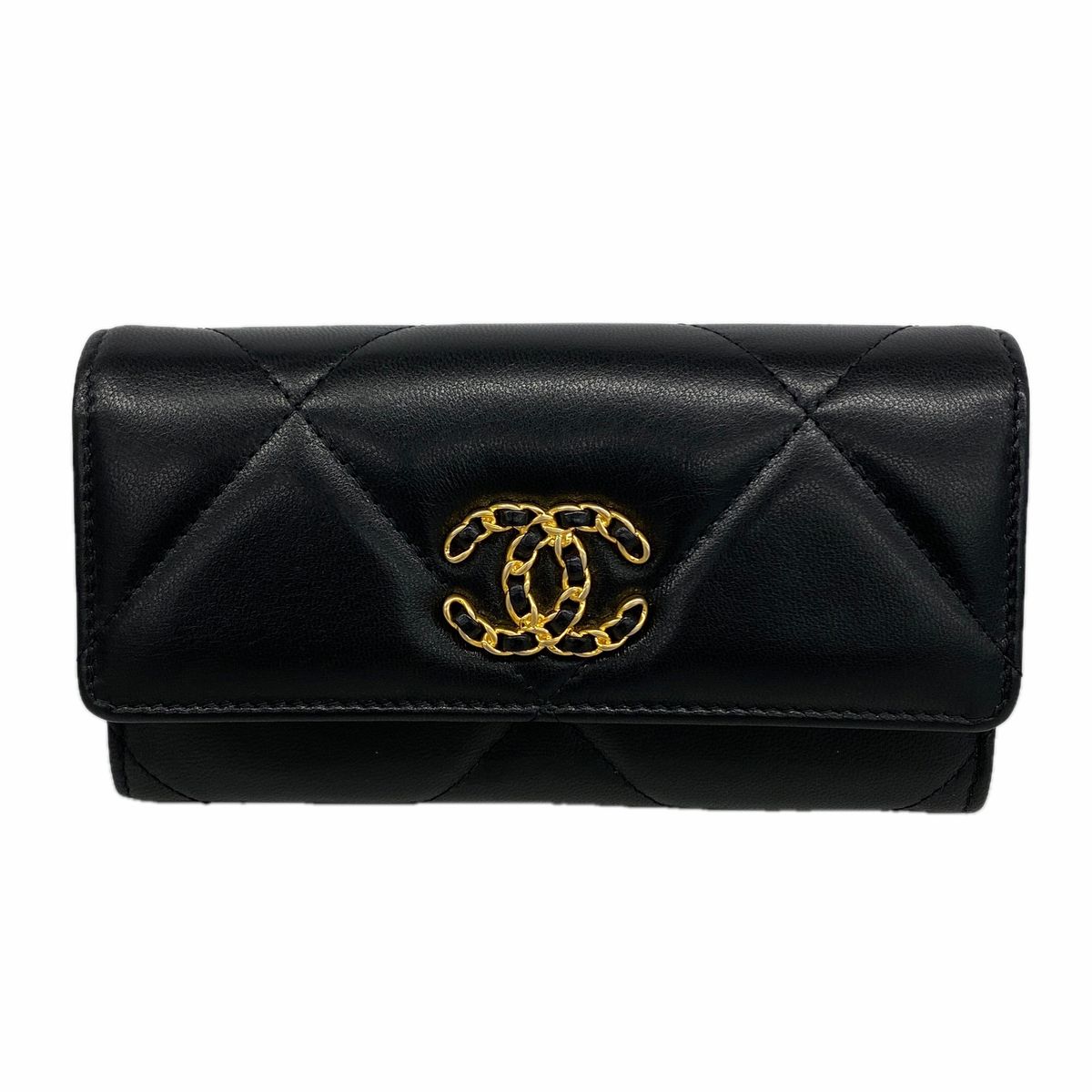 Chanel Wallet Chanel 19 Lambskin Black Gold