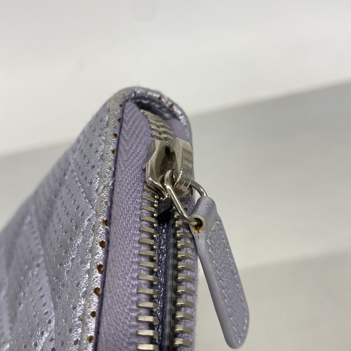Chanel Wallet Quilted Perforated Leather Purple Silver — view 7