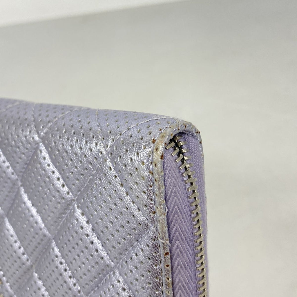 Chanel Wallet Quilted Perforated Leather Purple Silver — view 5