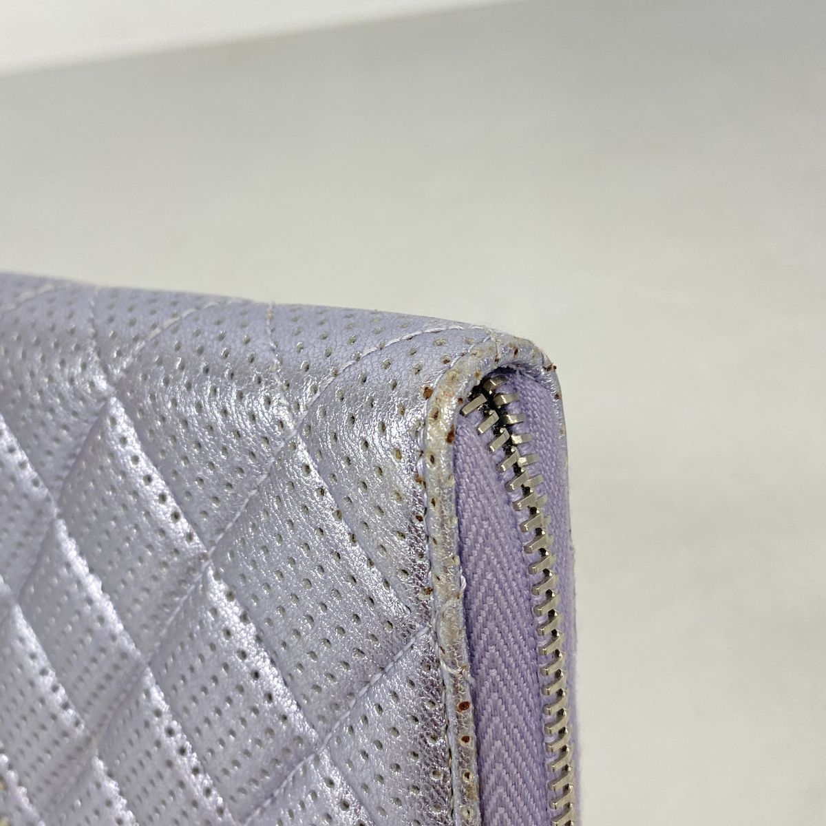Chanel Wallet Quilted Perforated Leather Purple Silver — view 5