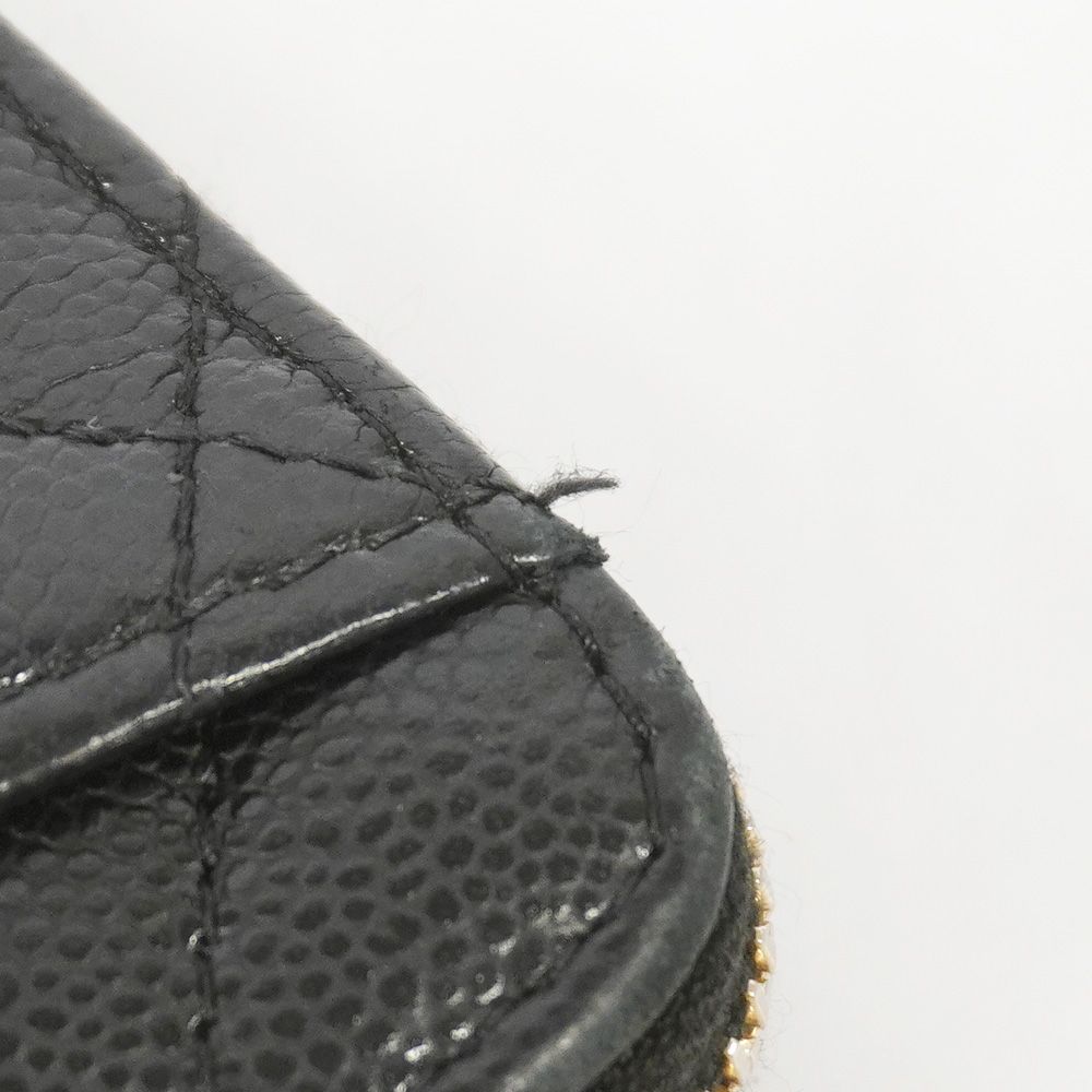 Chanel Wallet Quilted Caviar Leather Black Gold — view 8