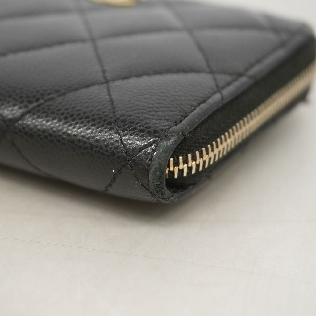 Chanel Wallet Quilted Caviar Leather Black Gold — view 6