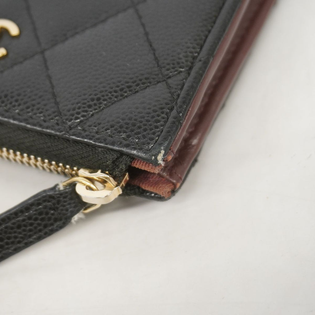 Chanel Wallet Quilted Caviar Leather Black Gold — view 5