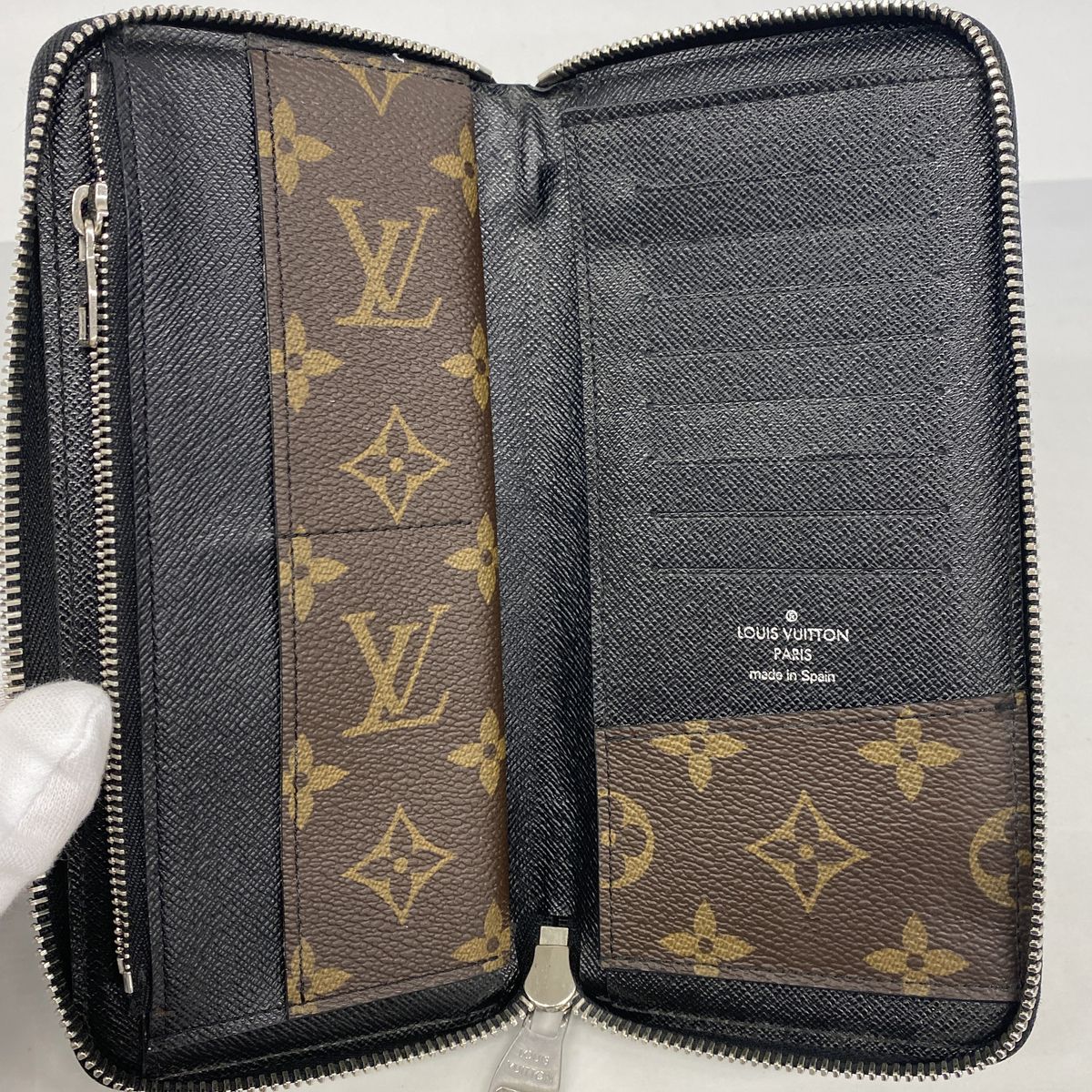 Louis Vuitton Wallet Monogram Macassar Zippy Vertical Brown Black — view 3