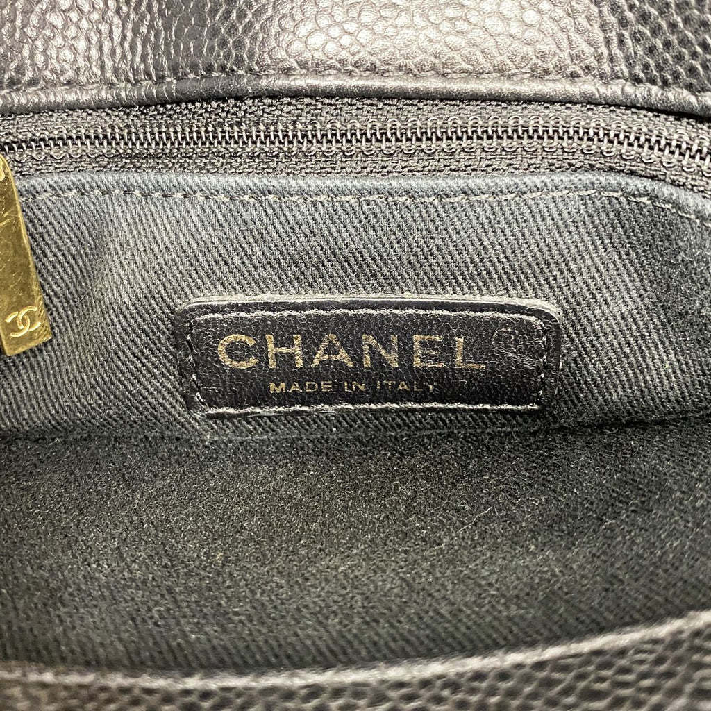Chanel Chain Tote Bag Quilted Caviar Leather Black Gold — view 5