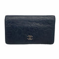 Chanel Wallet Camellia Lambskin Black Silver