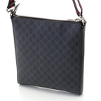 Gucci GG Supreme Shoulder Bag Gray Black Leather Canvas — view 2