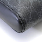 Gucci GG Supreme Shoulder Bag Gray Black Leather Canvas — view 6