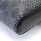 Gucci GG Supreme Shoulder Bag Gray Black Leather Canvas — view 7