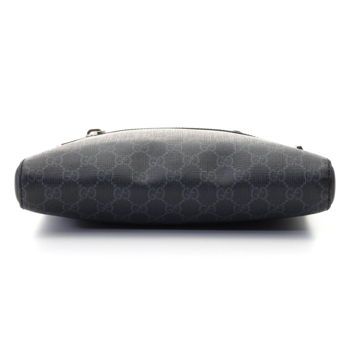 Gucci GG Supreme Shoulder Bag Gray Black Leather Canvas — view 3