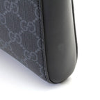 Gucci GG Supreme Shoulder Bag Gray Black Leather Canvas — view 8