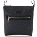Gucci GG Supreme Shoulder Bag Gray Black Leather Canvas