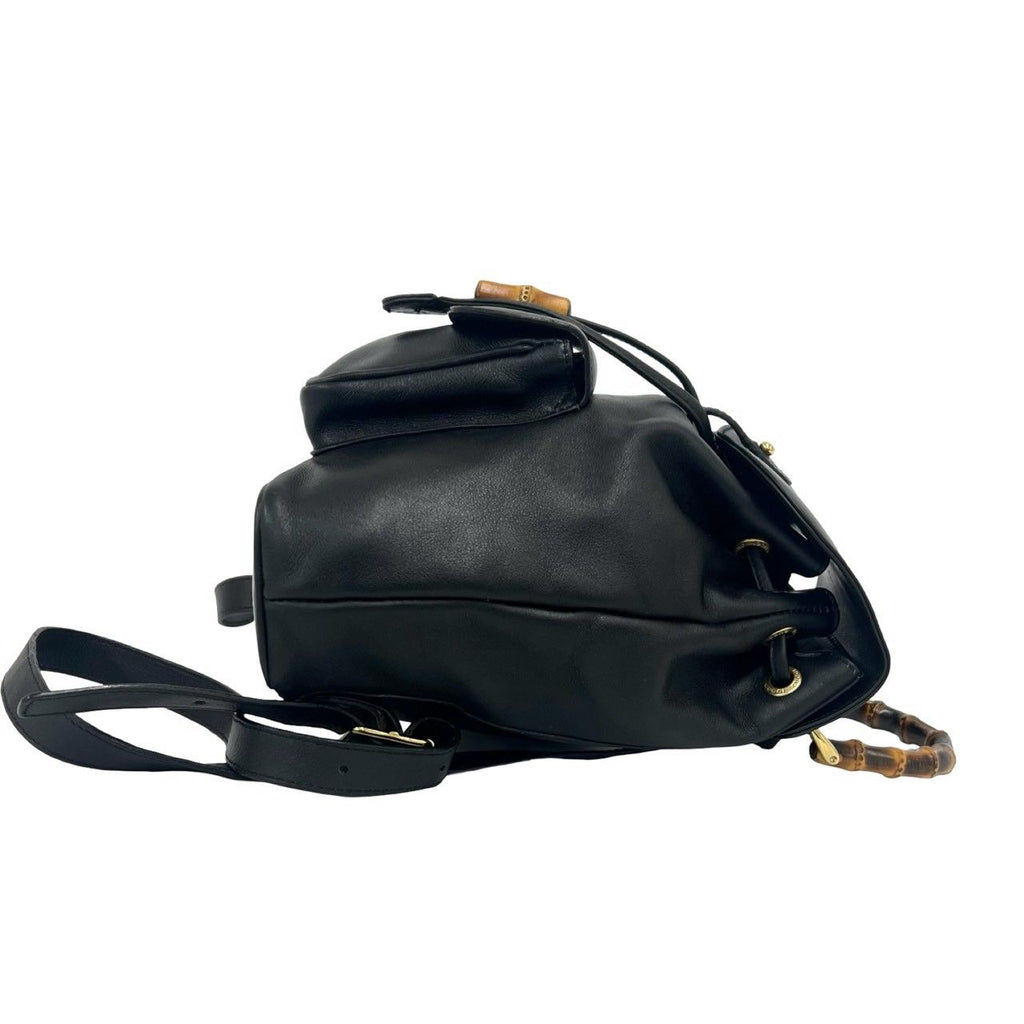 Gucci Vintage Bamboo Leather Backpack Black — view 6