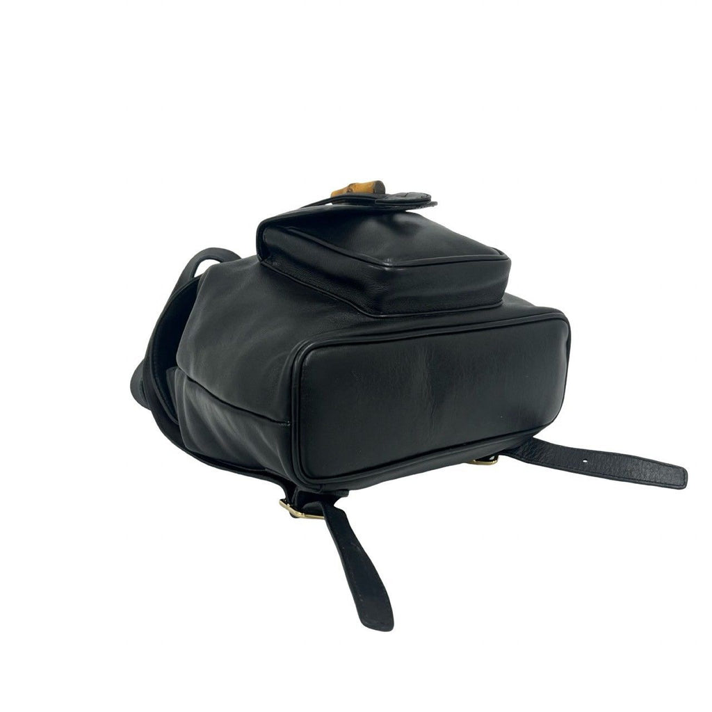 Gucci Vintage Bamboo Leather Backpack Black — view 7