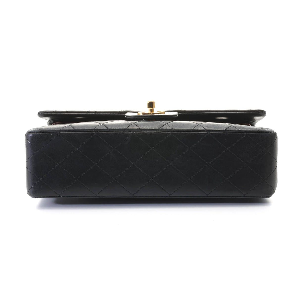 Chanel Quilted Double Flap 25 Chain Shoulder Black Lambskin Bag — view 3