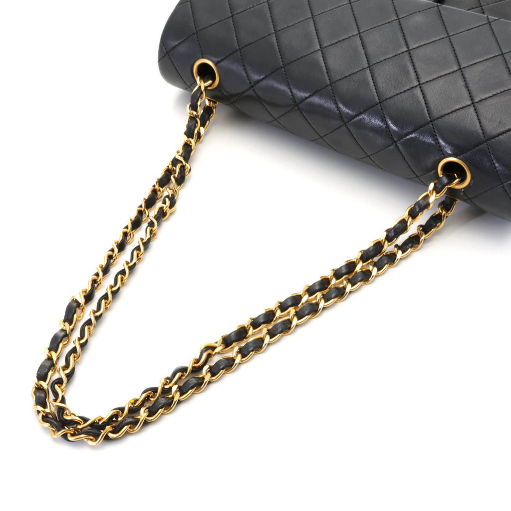 Chanel Quilted Double Flap 25 Chain Shoulder Black Lambskin Bag — view 4