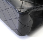 Chanel Quilted Double Flap 25 Chain Shoulder Black Lambskin Bag — view 7