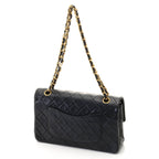 Chanel Quilted Double Flap 25 Chain Shoulder Black Lambskin Bag — view 2