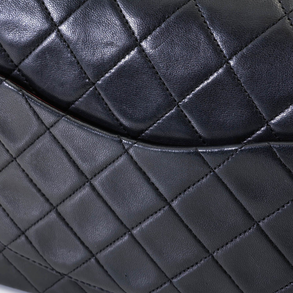 Chanel Quilted Double Flap 25 Chain Shoulder Black Lambskin Bag — view 8