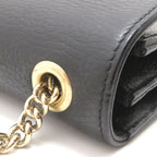 Gucci Interlocking G Chain Shoulder Bag Black Leather Calfskin — view 7