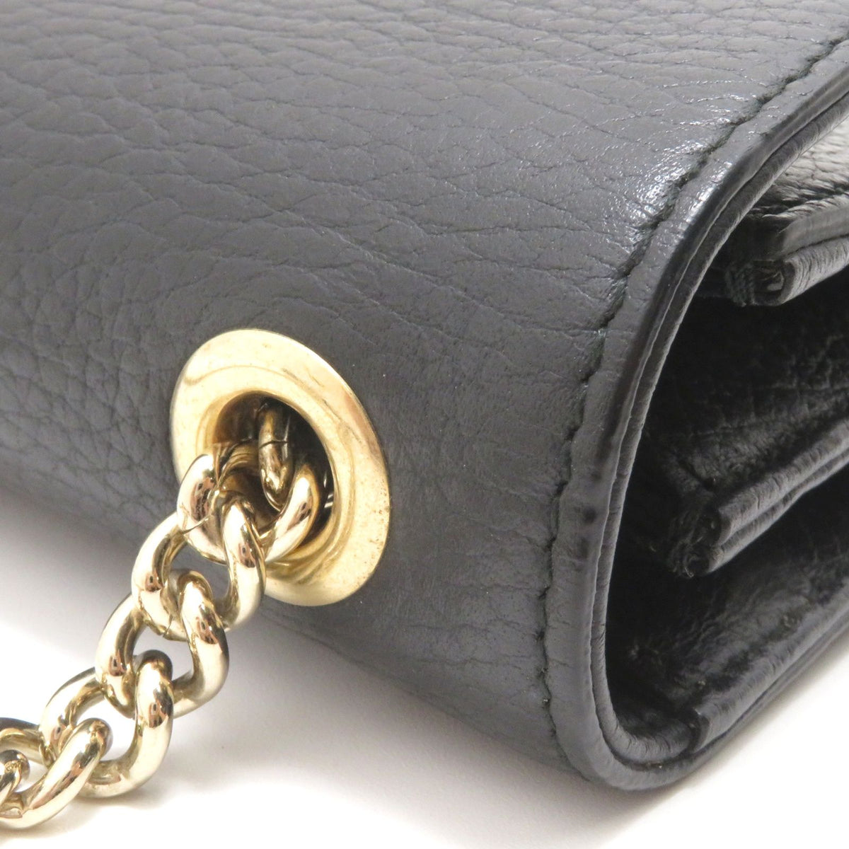 Gucci Interlocking G Chain Shoulder Bag Black Leather Calfskin — view 7