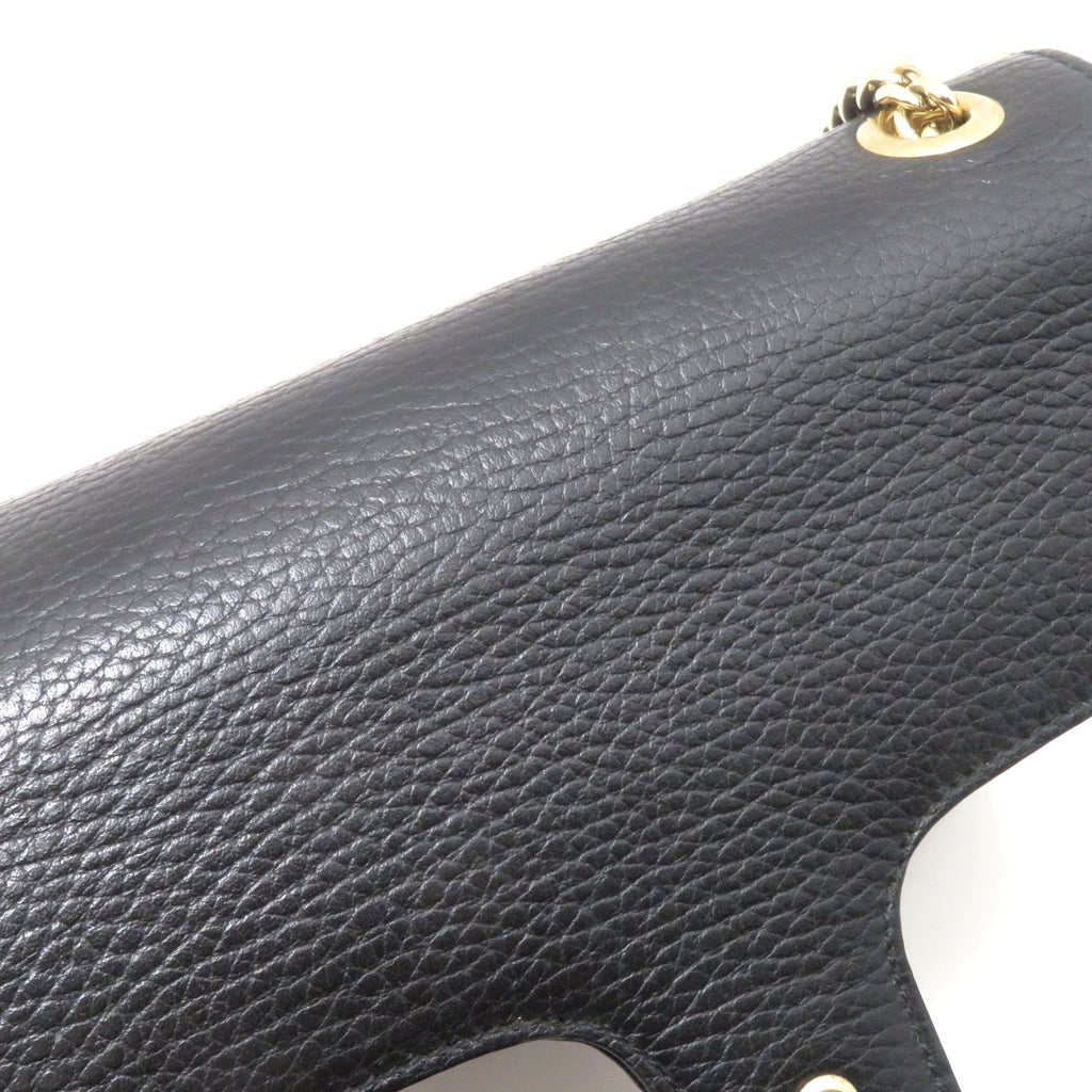 Gucci Interlocking G Chain Shoulder Bag Black Leather Calfskin — view 4