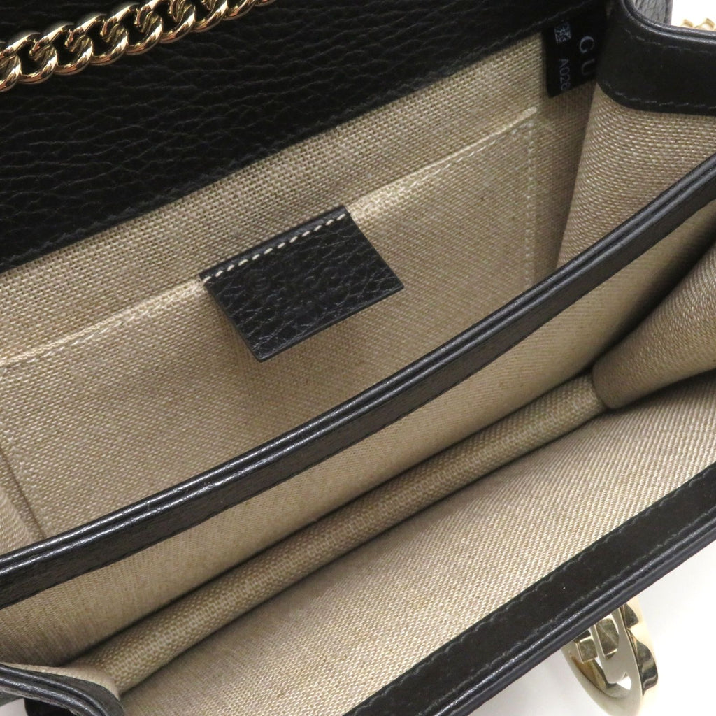 Gucci Interlocking G Chain Shoulder Bag Black Leather Calfskin — view 3