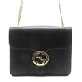 Gucci Interlocking G Chain Shoulder Bag Black Leather Calfskin