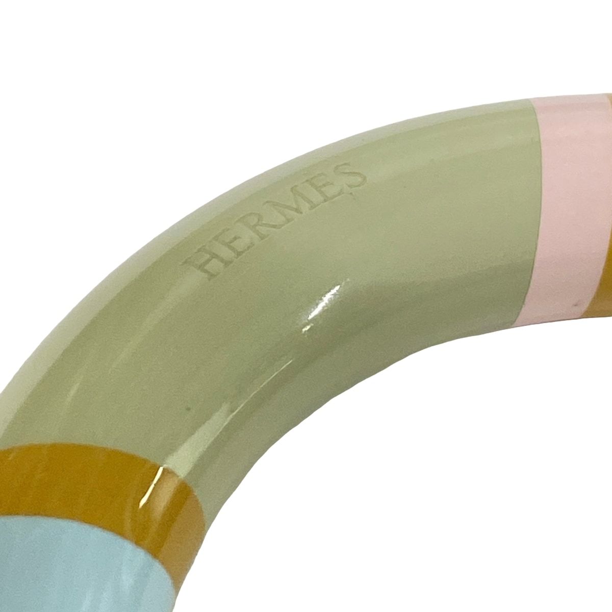 Hermes Bangle H Equipe Light Green Brown Multi Bracelet — view 4