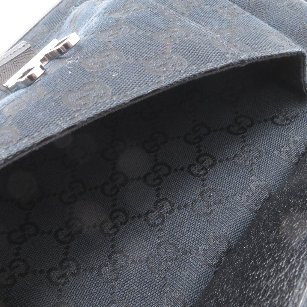 Gucci GG Shoulder Bag Black Canvas Leather — view 5
