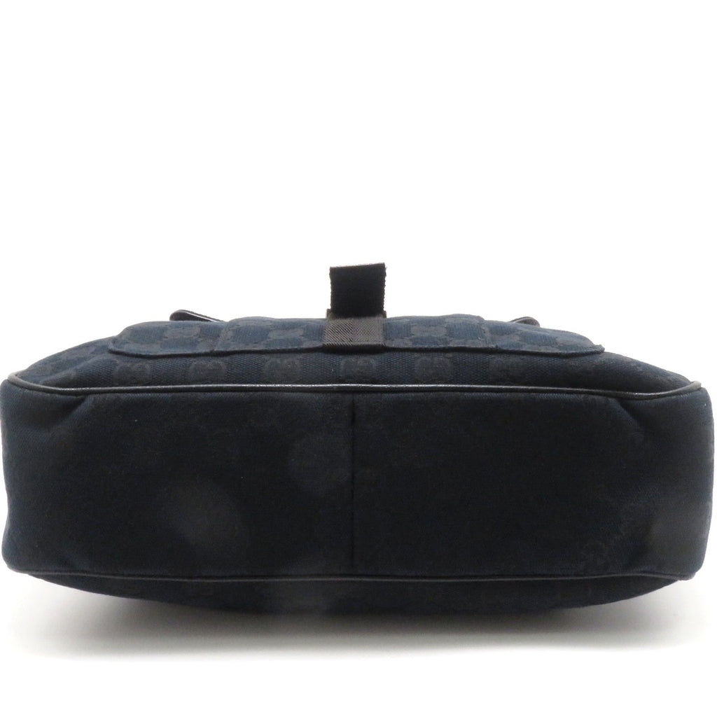 Gucci GG Shoulder Bag Black Canvas Leather — view 2