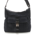 Gucci GG Shoulder Bag Black Canvas Leather