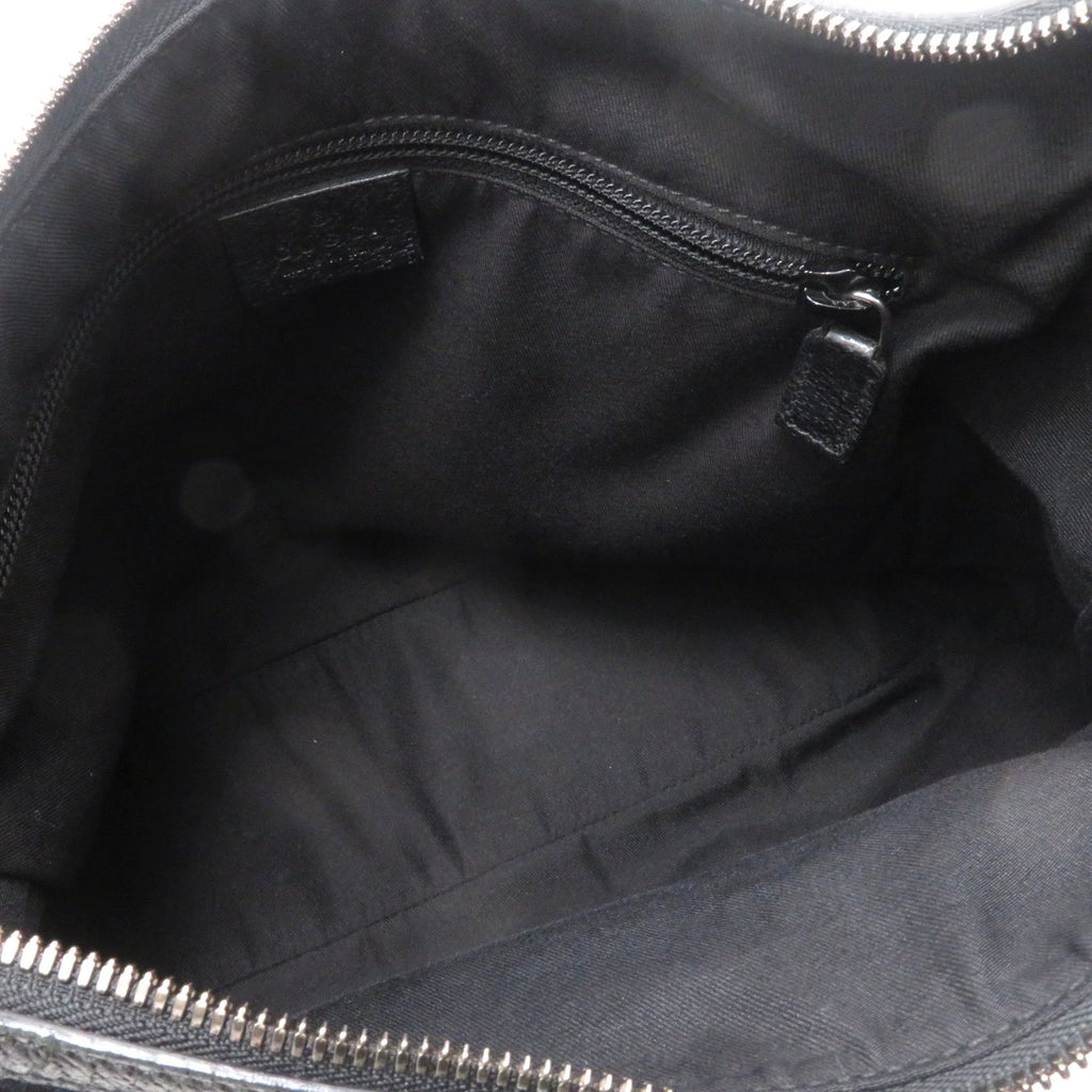 Gucci GG Shoulder Bag Black Canvas Leather — view 4