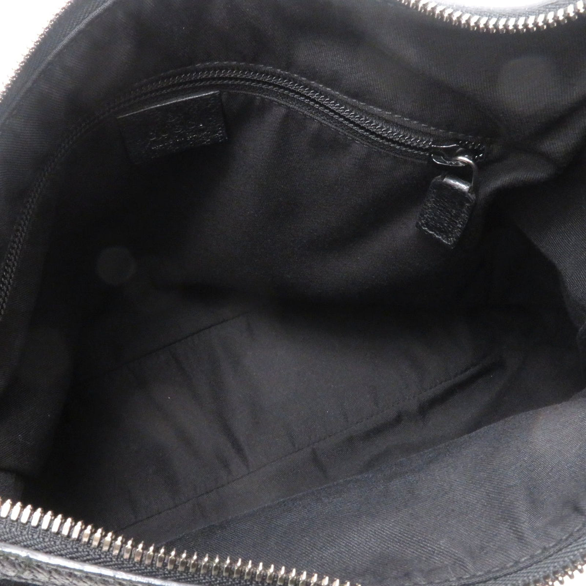 Gucci GG Shoulder Bag Black Canvas Leather — view 4