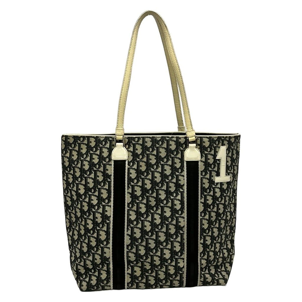 Dior Tote Bag Trotter Beige Black Ivory Leather