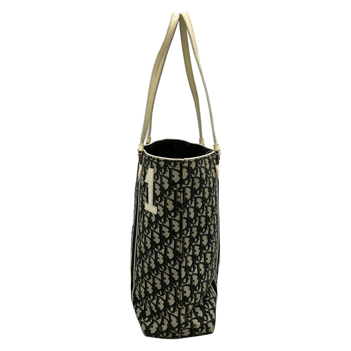Dior Tote Bag Trotter Beige Black Ivory Leather — view 2