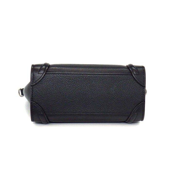 Celine Shoulder Bag Luggage Nano Black Drumdo Calfskin Silver — view 4
