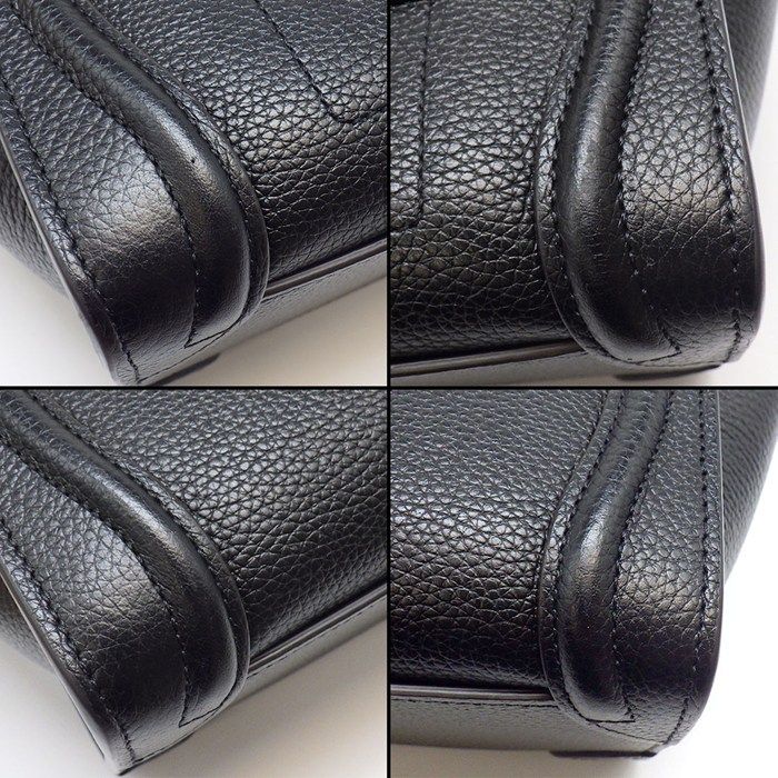 Celine Shoulder Bag Luggage Nano Black Drumdo Calfskin Silver — view 8