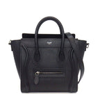 Celine Shoulder Bag Luggage Nano Black Drumdo Calfskin Silver