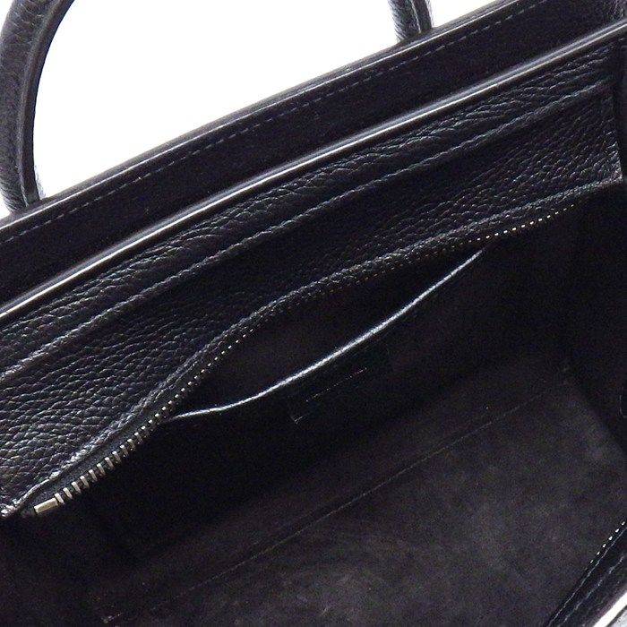 Celine Shoulder Bag Luggage Nano Black Drumdo Calfskin Silver — view 6