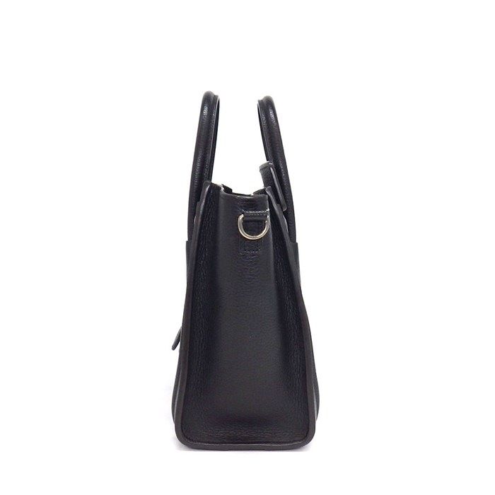 Celine Shoulder Bag Luggage Nano Black Drumdo Calfskin Silver — view 3