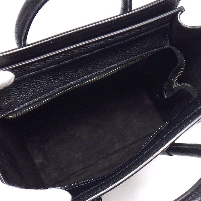 Celine Shoulder Bag Luggage Nano Black Drumdo Calfskin Silver — view 5