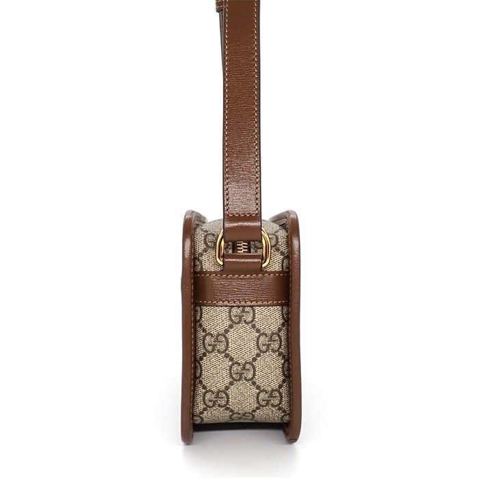 Gucci Shoulder Bag Interlocking G Beige Ebony GG Supreme Canvas Leather — view 3