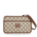 Gucci Shoulder Bag Interlocking G Beige Ebony GG Supreme Canvas Leather