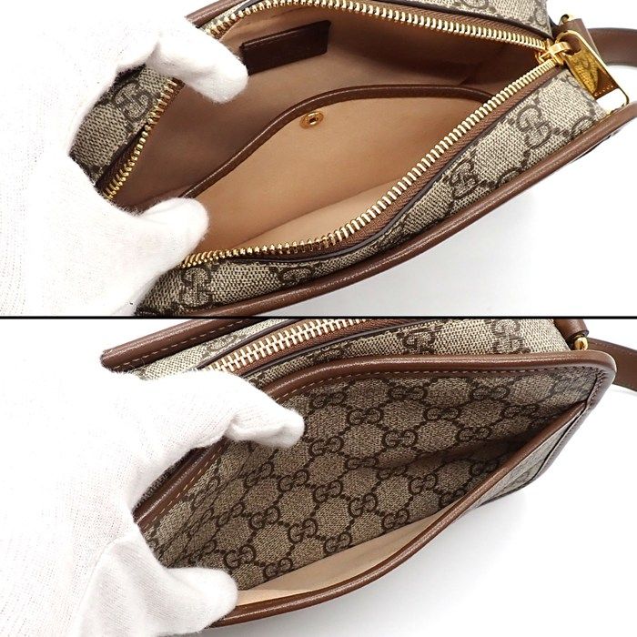 Gucci Shoulder Bag Interlocking G Beige Ebony GG Supreme Canvas Leather — view 6