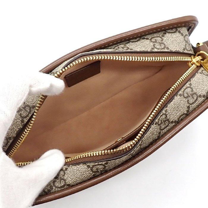 Gucci Shoulder Bag Interlocking G Beige Ebony GG Supreme Canvas Leather — view 5
